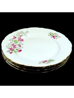 Gebruder Benedikt Wild Flower Set of 4 Bread & Butter Plates Czechoslovakia